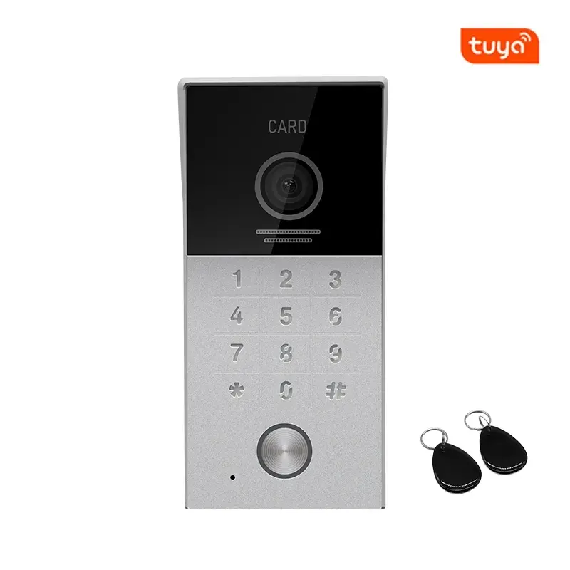 hot sale tuya smart ip wifi video home door intercom with rfid access and keypad camera doorbell for door entry