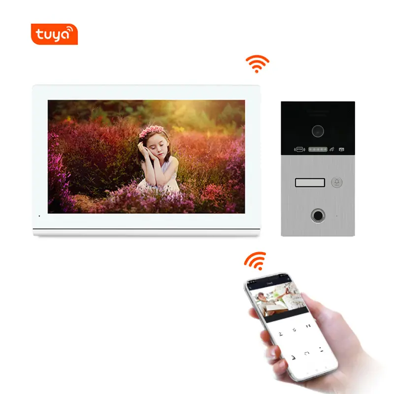 WiFi Video Door Phone with fingerprint unlock for 1/2/3/4 apartments