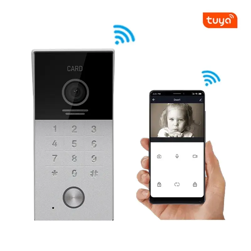 hot sale tuya smart ip wifi video home door intercom with rfid access and keypad camera doorbell for door entry